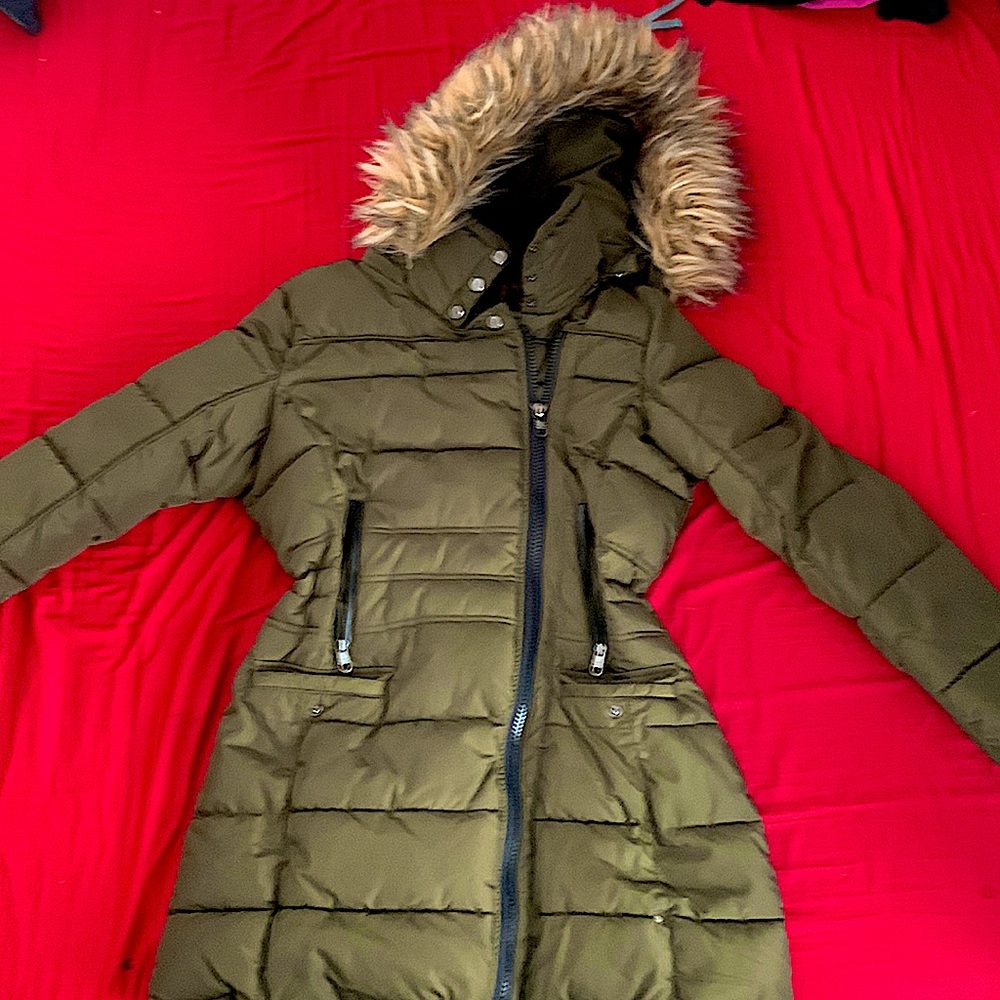 Steven Madden Olive coat with fur hood